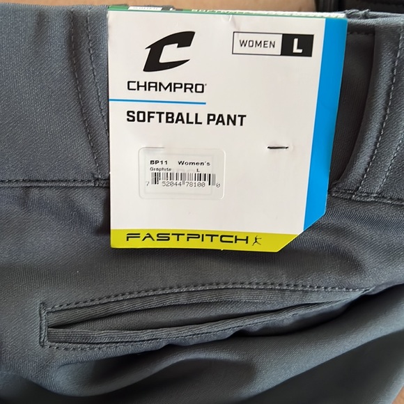 NWT CHAMPRO Womens Large Fast Pitch Softball Pants Gray - Picture 11 of 12